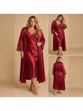 „Ruby Lace“ дамски сатенен комплект от 2 части